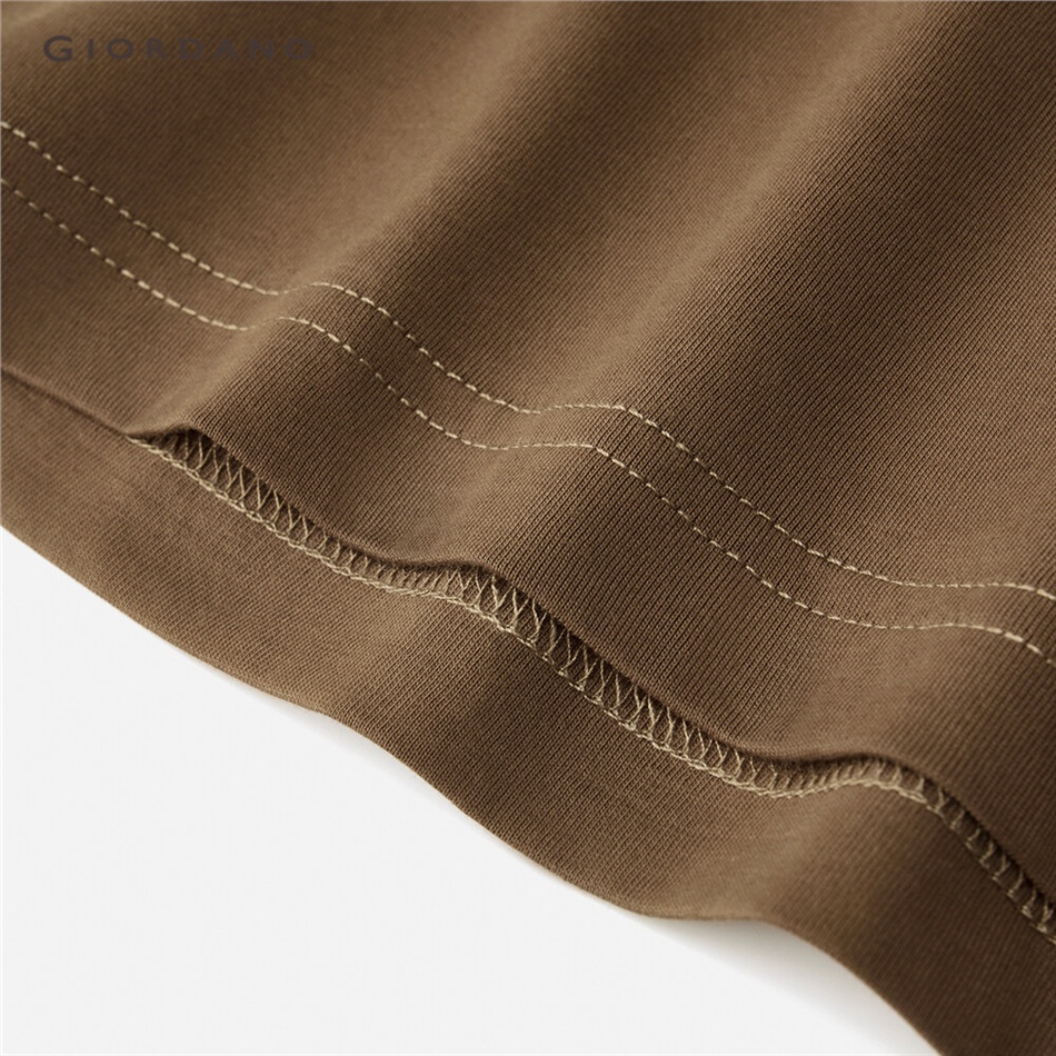 Áo thun cotton GIORDANO 13023211 cổ lọ ngắn tay màu trơn cho nam