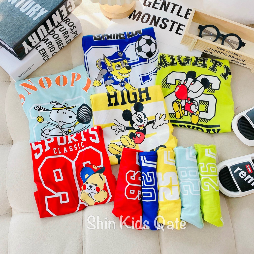 Full Size  Bộ Ba Lỗ Minkey BaBy Chất Thun Lạnh Phối Bo Viền In Hình Thể Thao Dành Cho Bé.