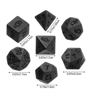 Set 7 Xí Ngầu Đa Diện Màu Đen