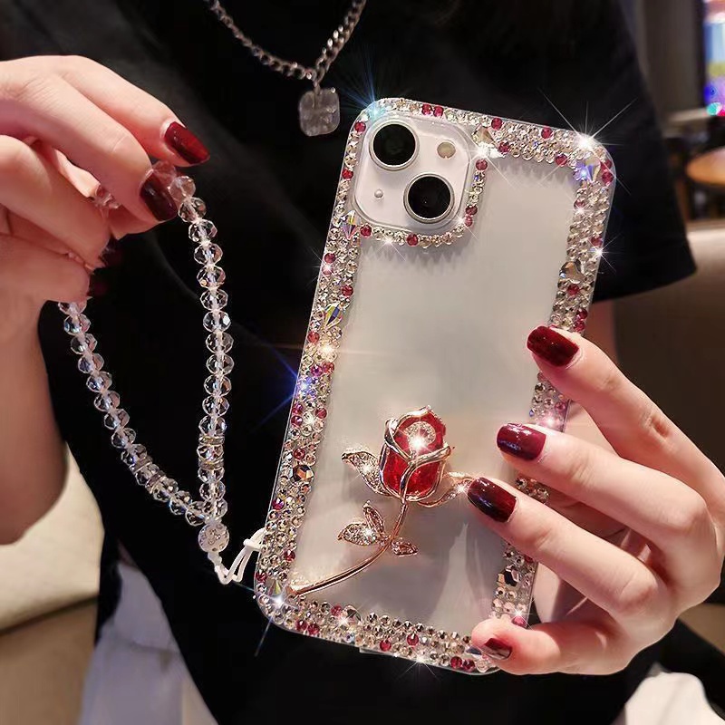 Ốp lưng Oppo Reno 10 Pro 8t 8z 7z 8 7 6 5 4 3 2f 2 8 Pro F9 Pro F11 Pro F7 F5 Youth F1s A93 A94 crystal rose senior transparent Bracelet soft phone case