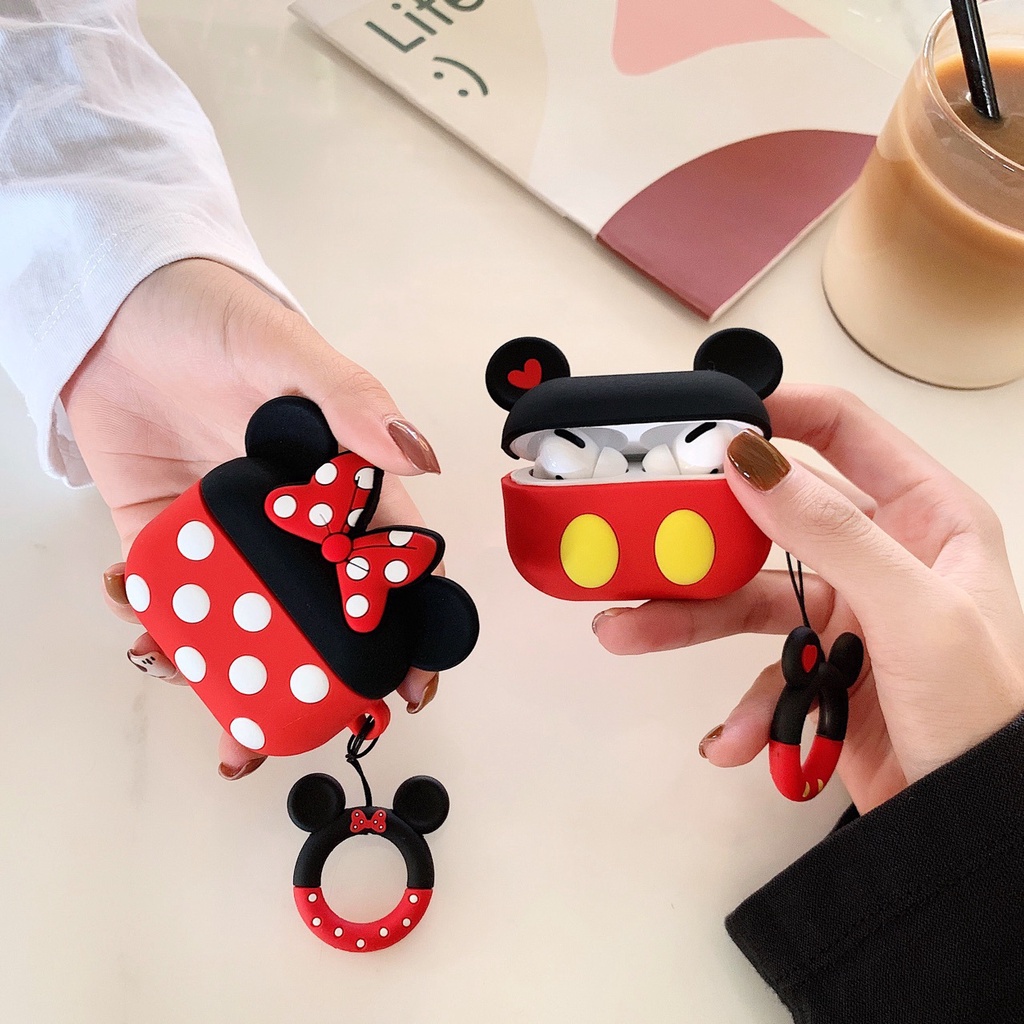 Vỏ Bảo Vệ Hộp Sạc Tai Nghe bluetooth Không Dây airpods pro 2 Hình mickey minnie stitch