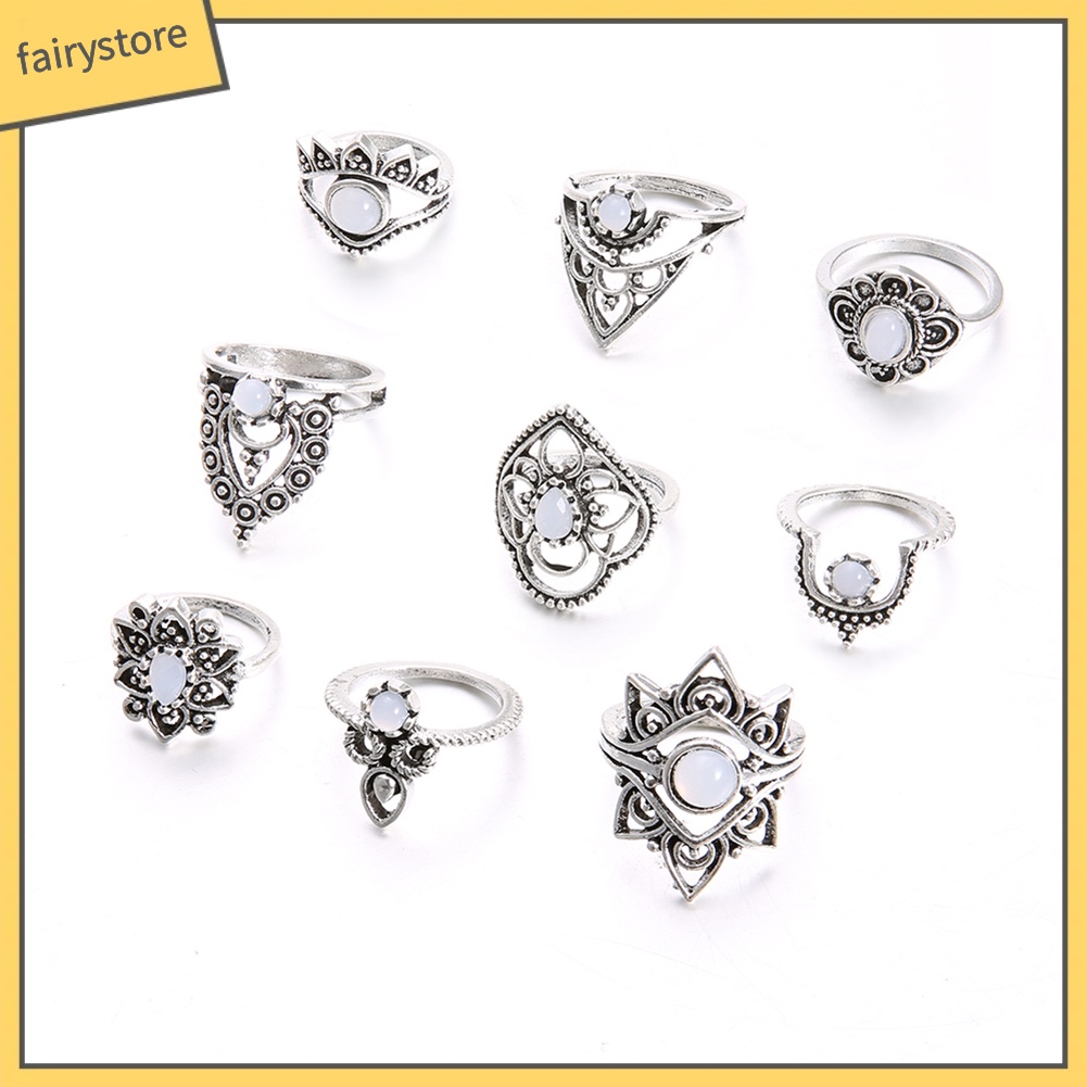 Set 1 / 9 Chiếc Nhẫn Thời Trang Retro Cho Nữ