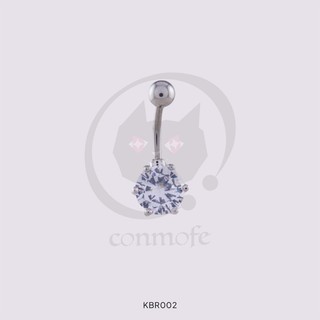 Khuyên rốn thời trang bling belly ring - bạc đá trắng - kbr002