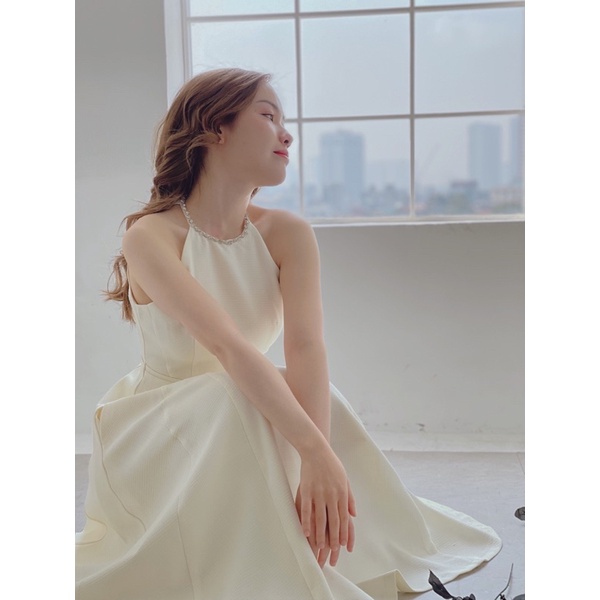 KELLY DRESS - Váy cổ yếm đính đá by CÁM