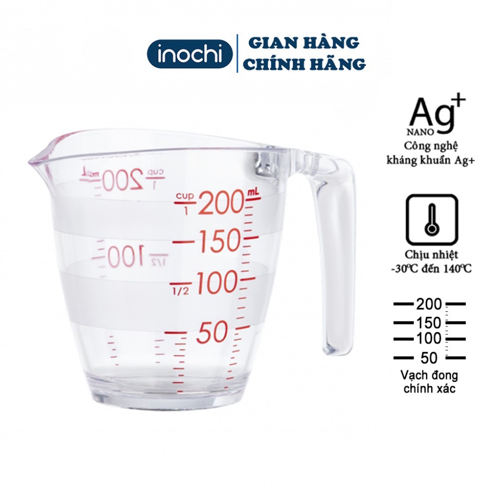 Cốc đong ml inochi yoko nhựa định lượng 200ml thuốc chia vạch thiết bị đo lường và tính toán nhà ăn thông minh , đồ gia