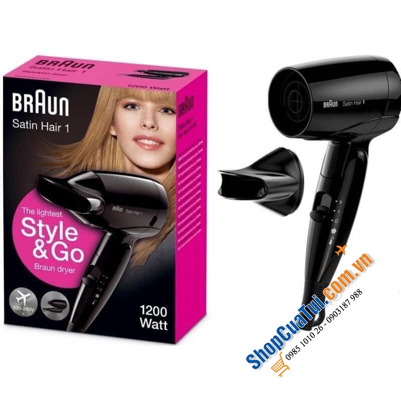 MÁY SẤY TÓC MINI BRAUN  💁‍♀️ MÁY SẤY TÓC DU LỊCH BRAUN SATIN HAIR 1 - Style&Go Dryer.