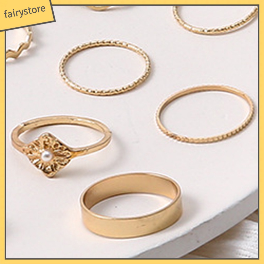 Set 1 / 17 Nhẫn Đeo Khớp Ngón Tay Đính Ngọc Trai Giả Thời Trang Nữ