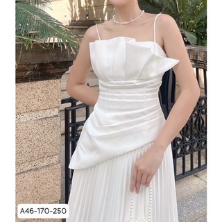Áo 2 dây xếp ly vạt xéo - A46 sang trọng, thanh lịch