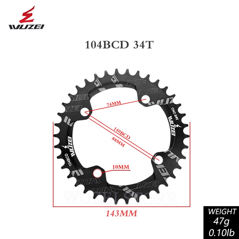 Đĩa Xích Tròn WUZEI 104BCD 30T 32T 34T 36T 38T 40T 42T 44T 46T 48T 50T 52T Cho Xe Đạp MTB