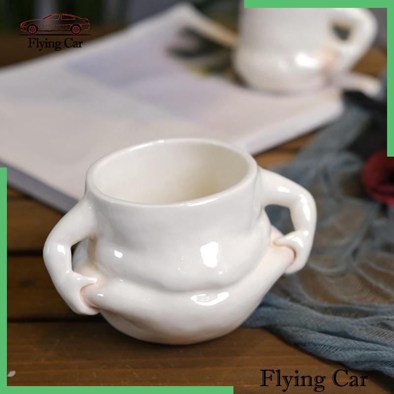 Cốc Uống Cà Phê Bằng Sứ Màu Trắng Có Tay Cầm Vui Nhộn Lzdjfmy2