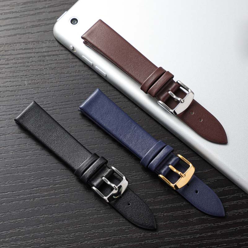 {DA NHẬP XỊN} Dây đồng hồ da bê mềm slim BO-21 chống thấm nước nhiều size 10 12 14 16mm (4 Màu)