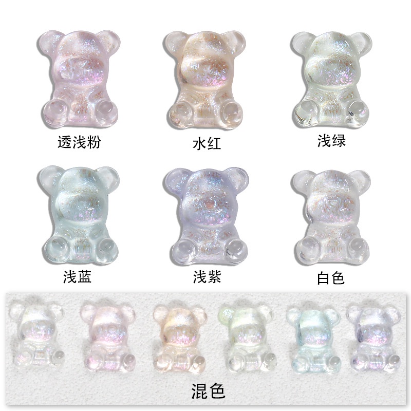 Miếng Dán Trang Trí Móng Tay Trong Suốt Hình Chú Gấu Dễ Thương DIY