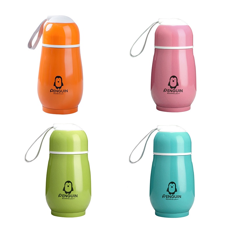 Bình Nước Giữ Nhiệt Bằng Thép Không Gỉ In Hình Chim Cánh Cụt Hoạt Hình Dễ Thương