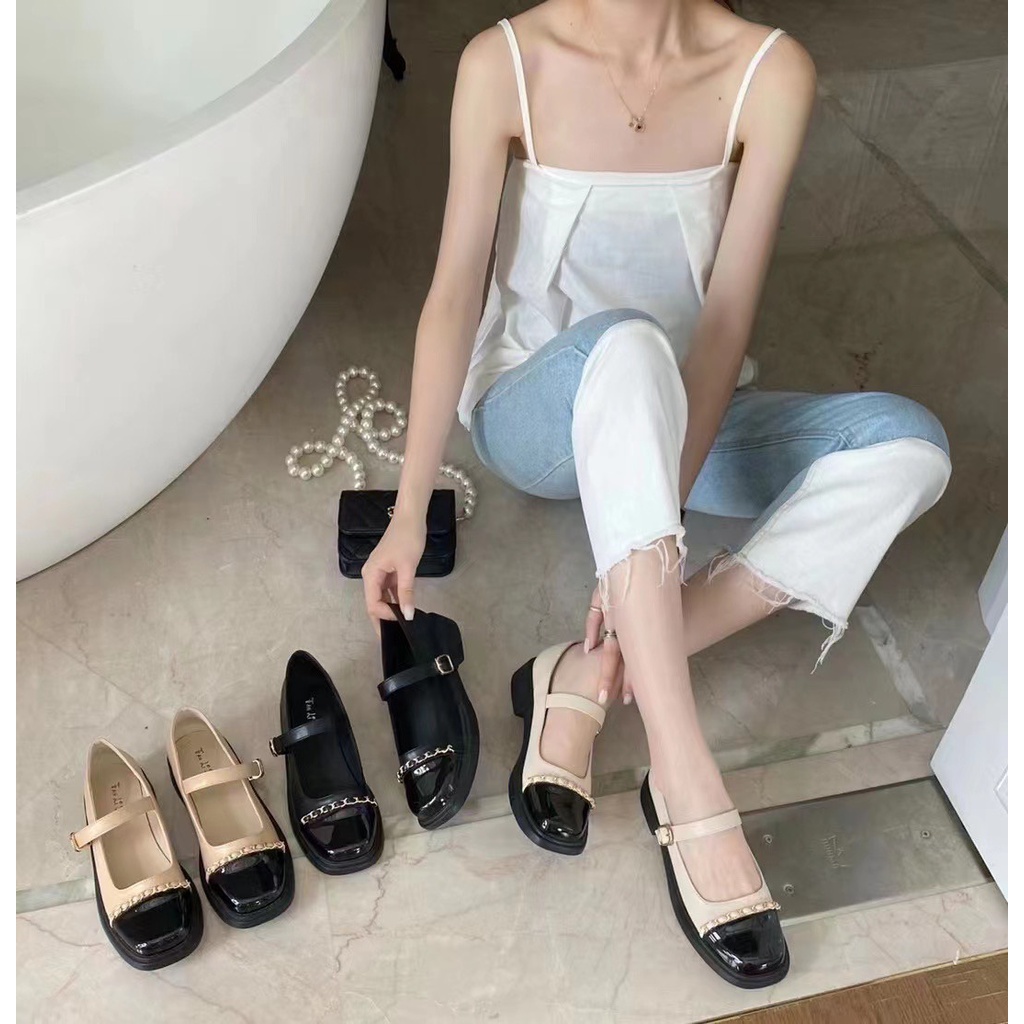 Giày Mary Jane - Giày búp bê FANLISHA Quai Ngang Trơn Xích Đế Độn 3p QCCC
