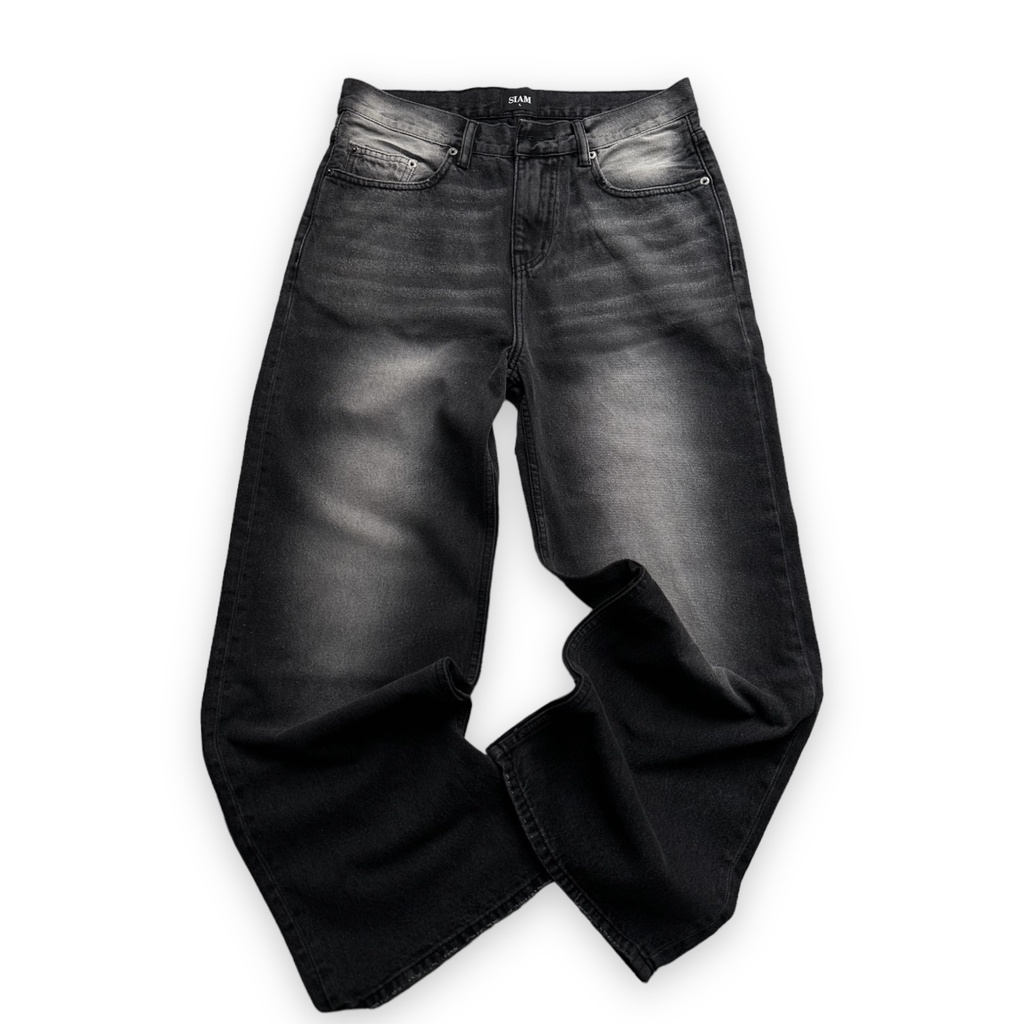 QUẦN JEAN SIAM WASH XÁM TRẮNG FORM RỘNG