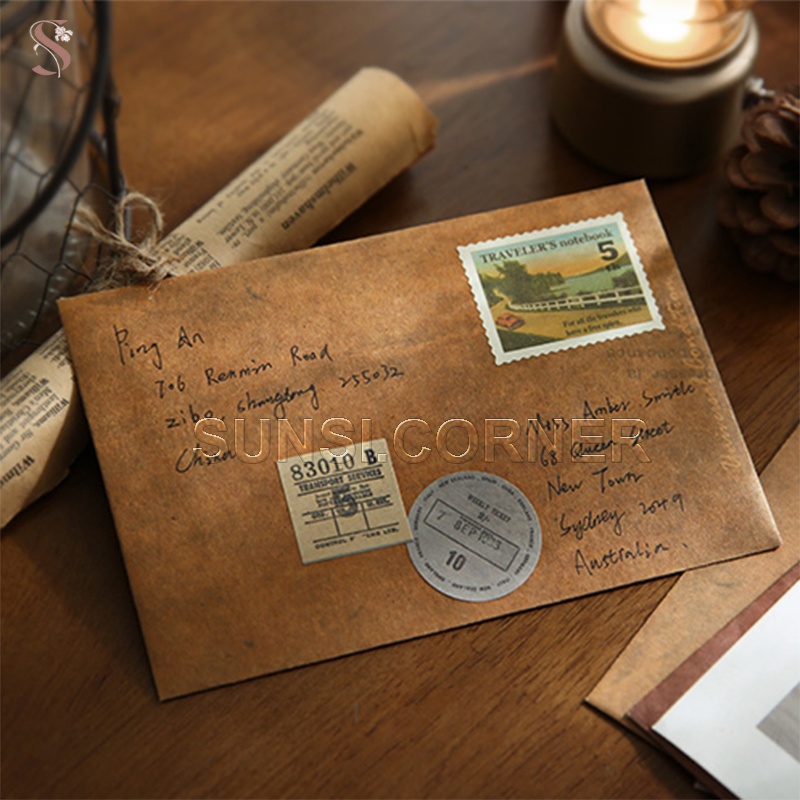 Combo 2 Phong Bì, Bao Thư Giấy Kraft Cổ Điển, Vintage Kích Cỡ 16*11