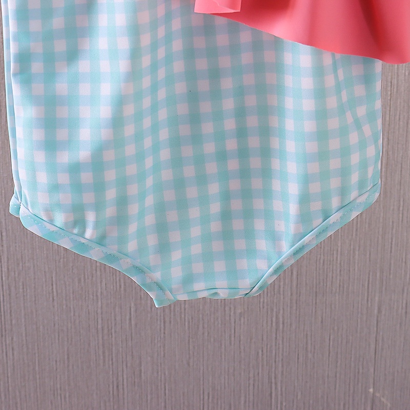 Bikini Bộ Đồ Bơi Liền Thân Trễ Vai Kèm Mũ Kẻ Sọc Ca Rô Kiểu Công Chúa Dễ Thương Cho Bé Gái 0-5 Tuổi