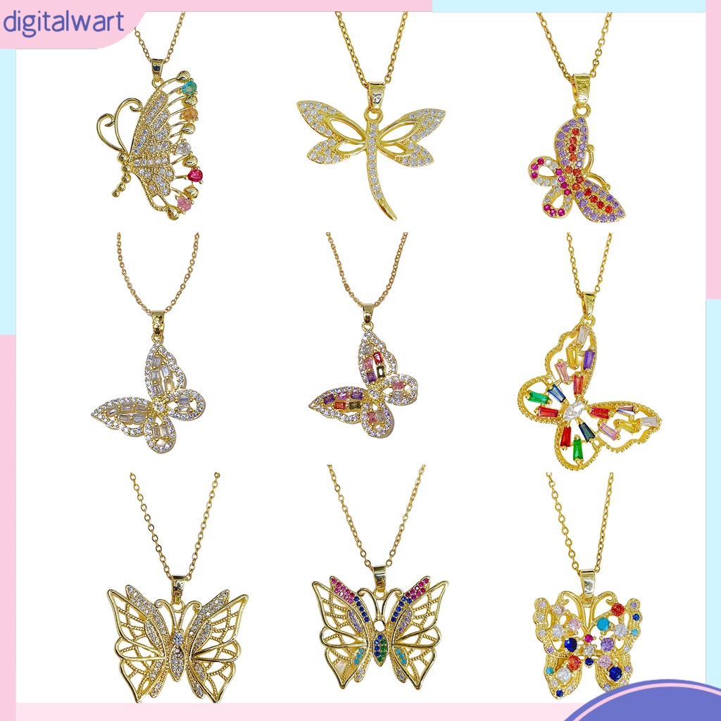 Vòng cổ Mạ Điện Mặt Hình Bướm Đính Đá Zircon Sang Trọng Thời Trang Cho Nữ