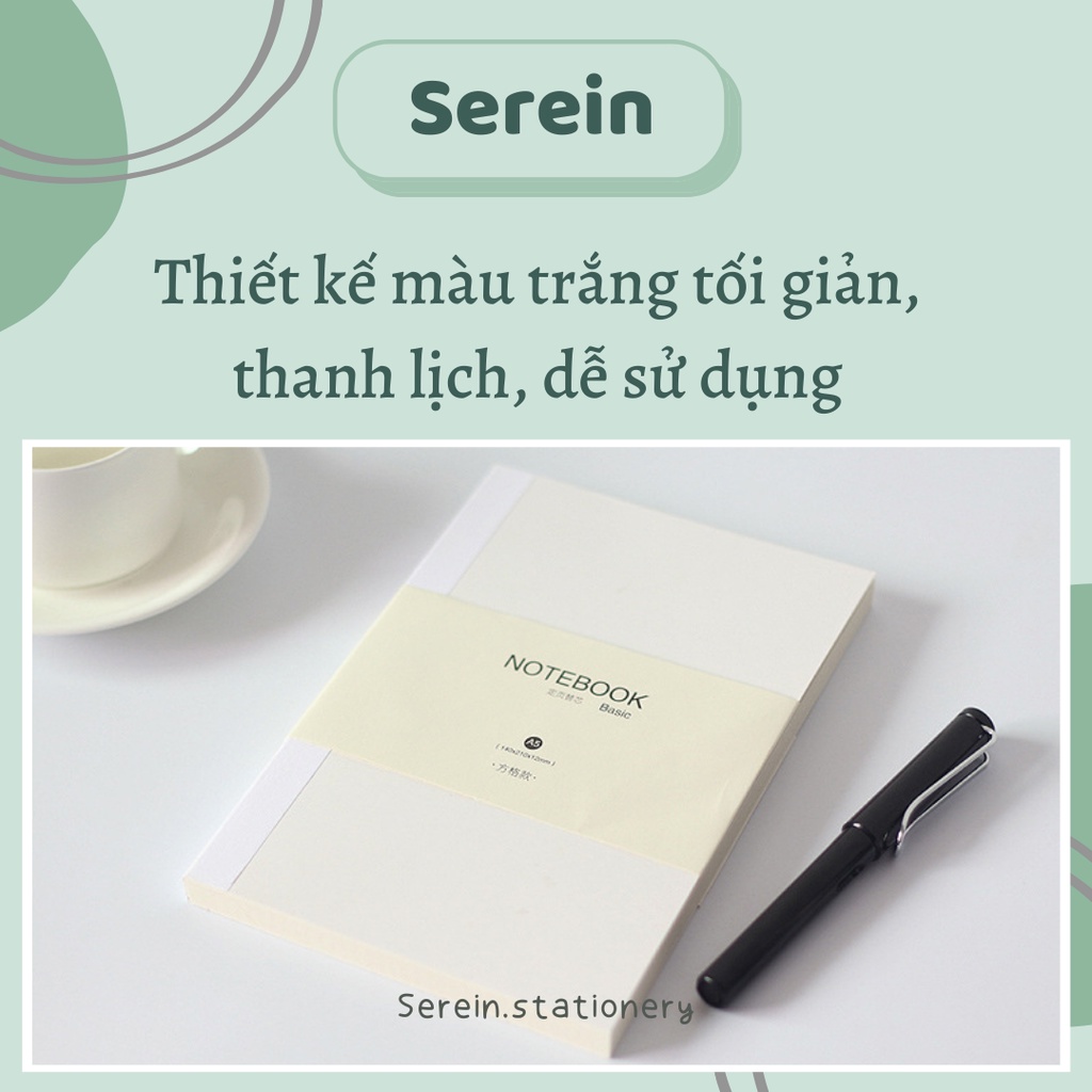 Sổ tay ghi chép A5 A6 basic SEREIN sổ bullet journal màu trắng đơn giản văn phòng phẩm phong cách Hàn Quốc