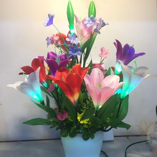 Hoa Ly Trang Trí Có Đèn (12 bông, 2 nụ)
