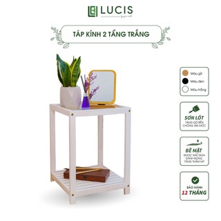 Kệ đầu giường 2 tầng gỗ LUCIS màu trắng để đồ phòng ngủ