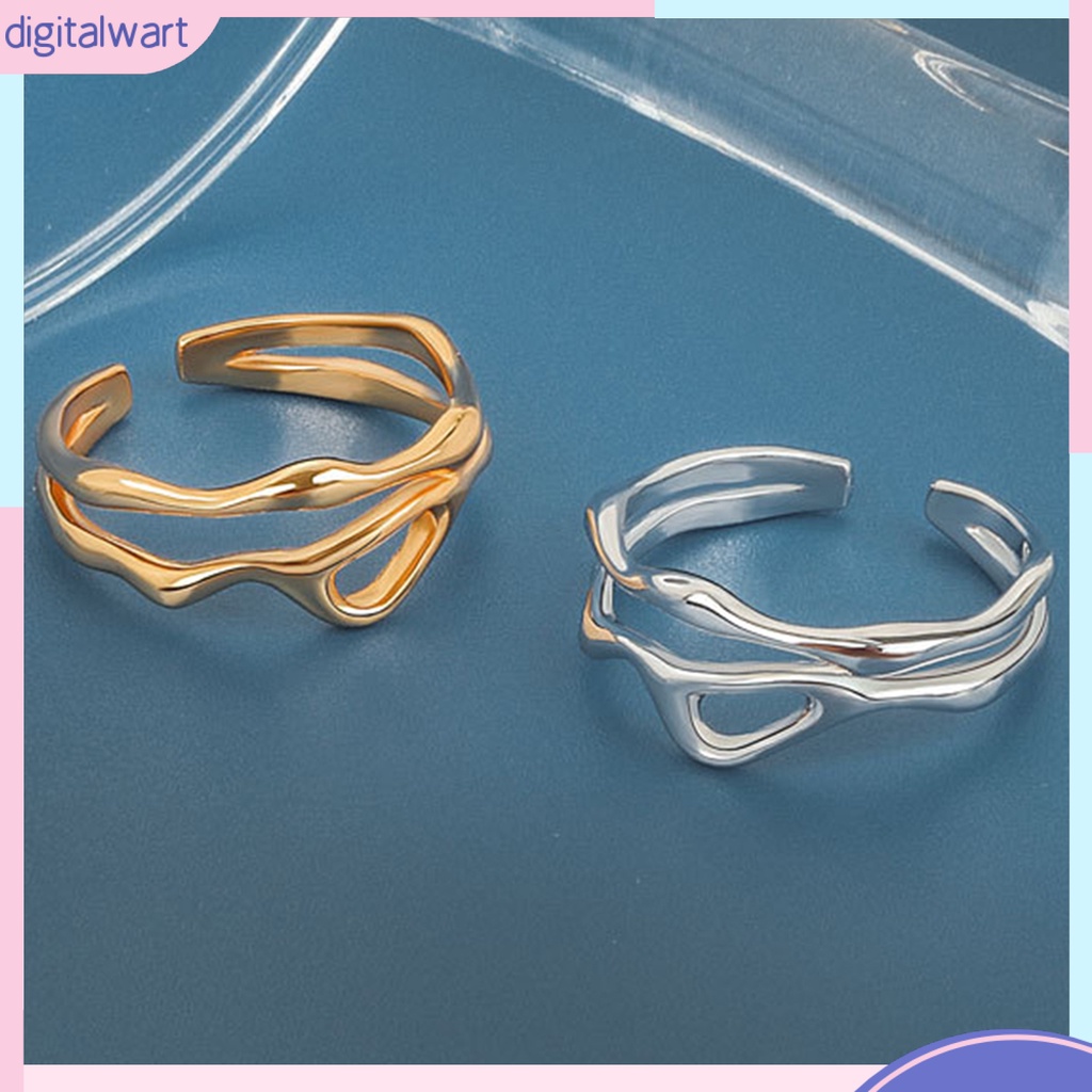 Nhẫn Hở Hai Đường Kẻ Hình Học Sáng Bóng Có Thể Điều Chỉnh Thời Trang Dự Tiệc Cho Nữ