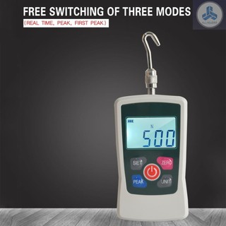 Digital Force Gauge 500N/ 50kg/ 110Lb/ 1760oz Portable Push Pull Force Meter Unit Switchable Backlit Mini Dynamometer with 6 Fixture Heads, Storage Case, Auto Power off