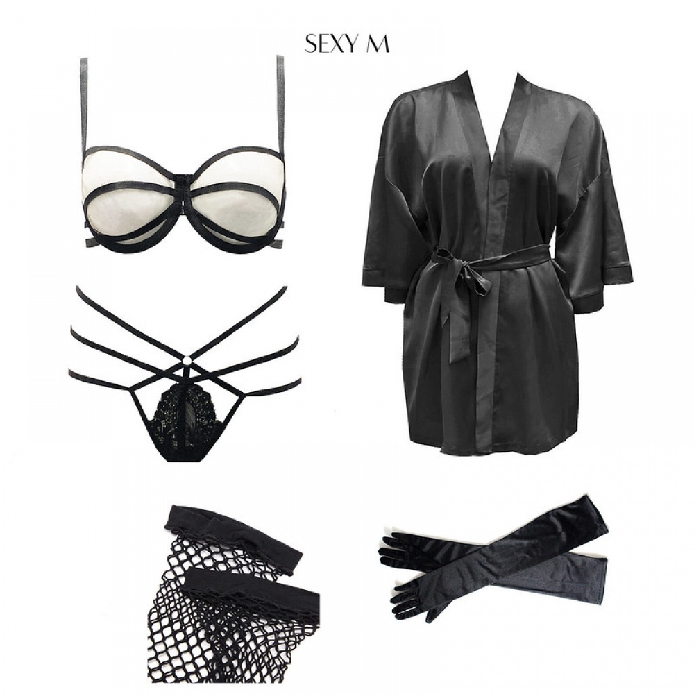Fullset áo khoác áo lót quần lót và phụ kiện Lines SFA138 Sexy M