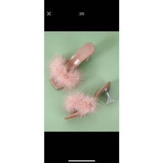 (Order) Dép cao gót phối lông 7cm