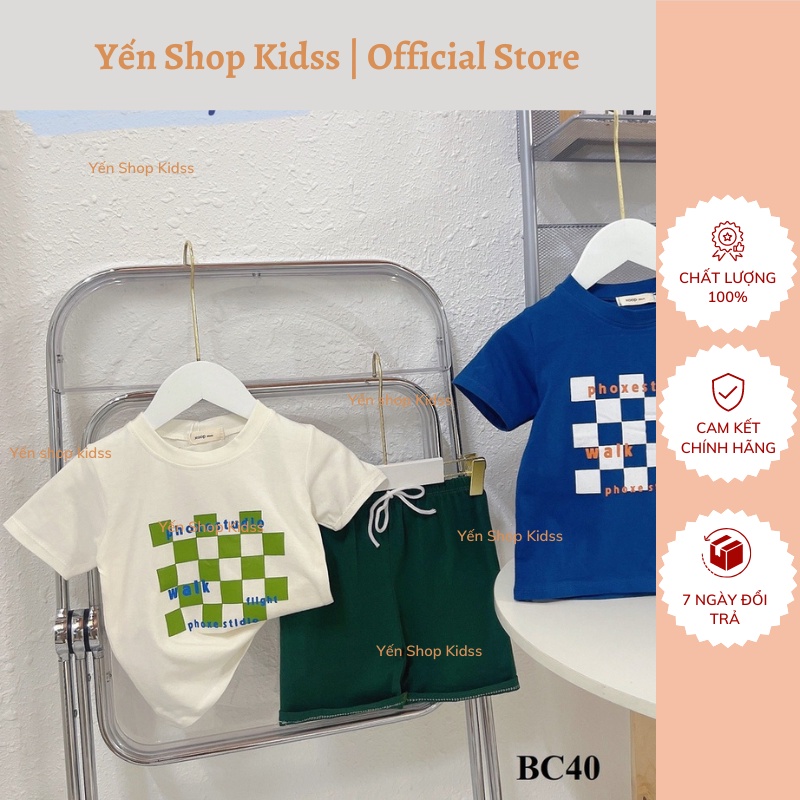 Sale ! Đồ bộ cộc tay cotton mặc nhà hàng XOOP bàn cờ cho bé ( cân nặng từ7-17kg) BC40 Yến Shop Kidsss
