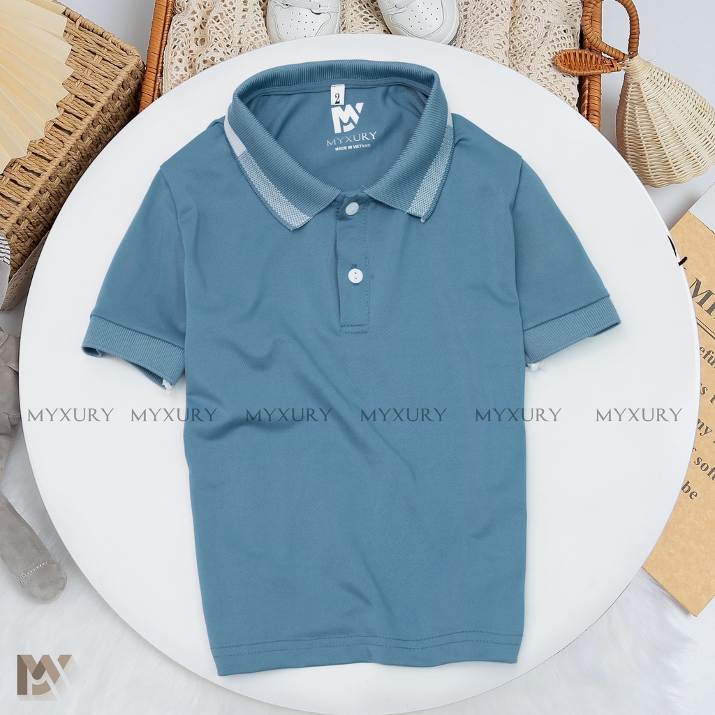Áo Polo trơn cho bé trai có cổ vải cotton co giãn siêu đẹp - size từ 10-35kg