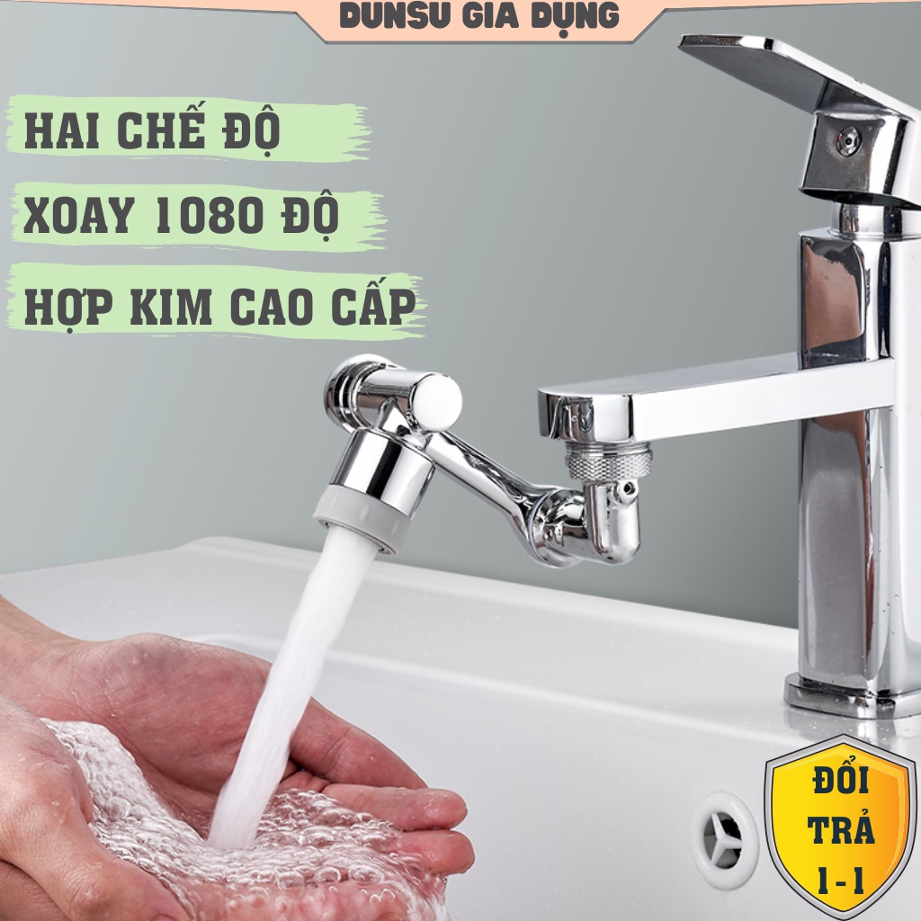 Đầu Vòi Nước Lavabo Thông Minh Xoay 1080 Độ Lắp Chậu Rửa Mặt Bằng Hợp Kim Cao Cấp Hai Chế Độ Nước Chảy Dunsu