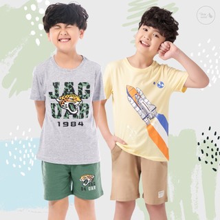 Đồ Bộ Cho Bé Trai Size Đại Style Hàn Quốc Tay Ngắn Vải Thun Cotton in Báo Jaguar cỡ 3 đến 11 tuổi 30kg 40kg