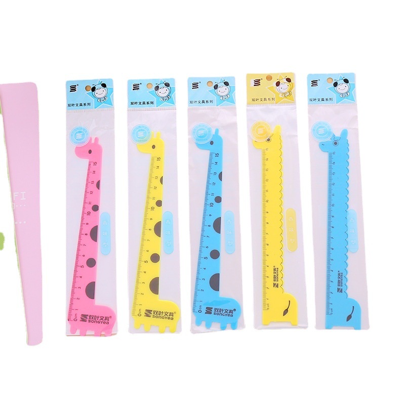 Thước kẻ học sinh hình hươu cao cổ dễ thương, thước kẻ nhựa chiều dài 15cm