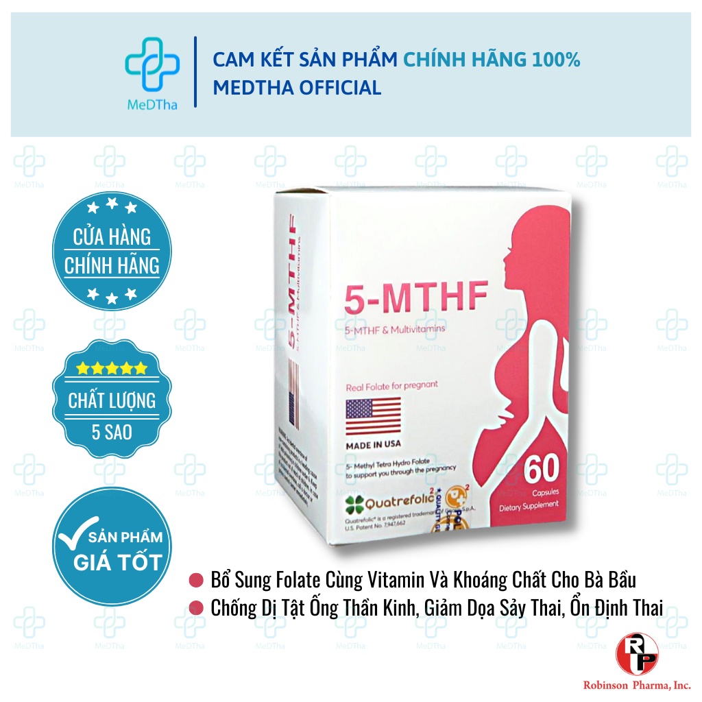 5-MTHF - Bổ Sung Acid Folic / Folate, Sắt, Vitamin Tổng Hợp, Hỗ Trợ Sinh Sản, Ngăn Dị Tật Thai Nhi [Chính Hãng]
