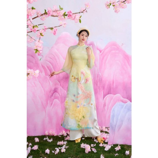 🥰Áo dài tơ oganza kết hoa nổi cao cấp đẹp co giãn nhẹ hàng thiết kế chuẩn đẹp giá sỉ