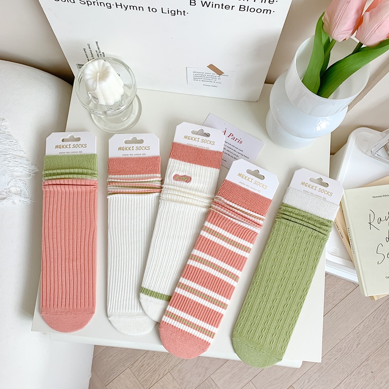 Vớ Cotton Tre Mỏng Hai Lớp Thêu Chữ Phong Cách Mới Cho Nữ