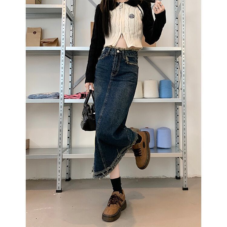 Chân Váy Jean Chữ a Lưng Cao Thời Trang Hàn Quốc