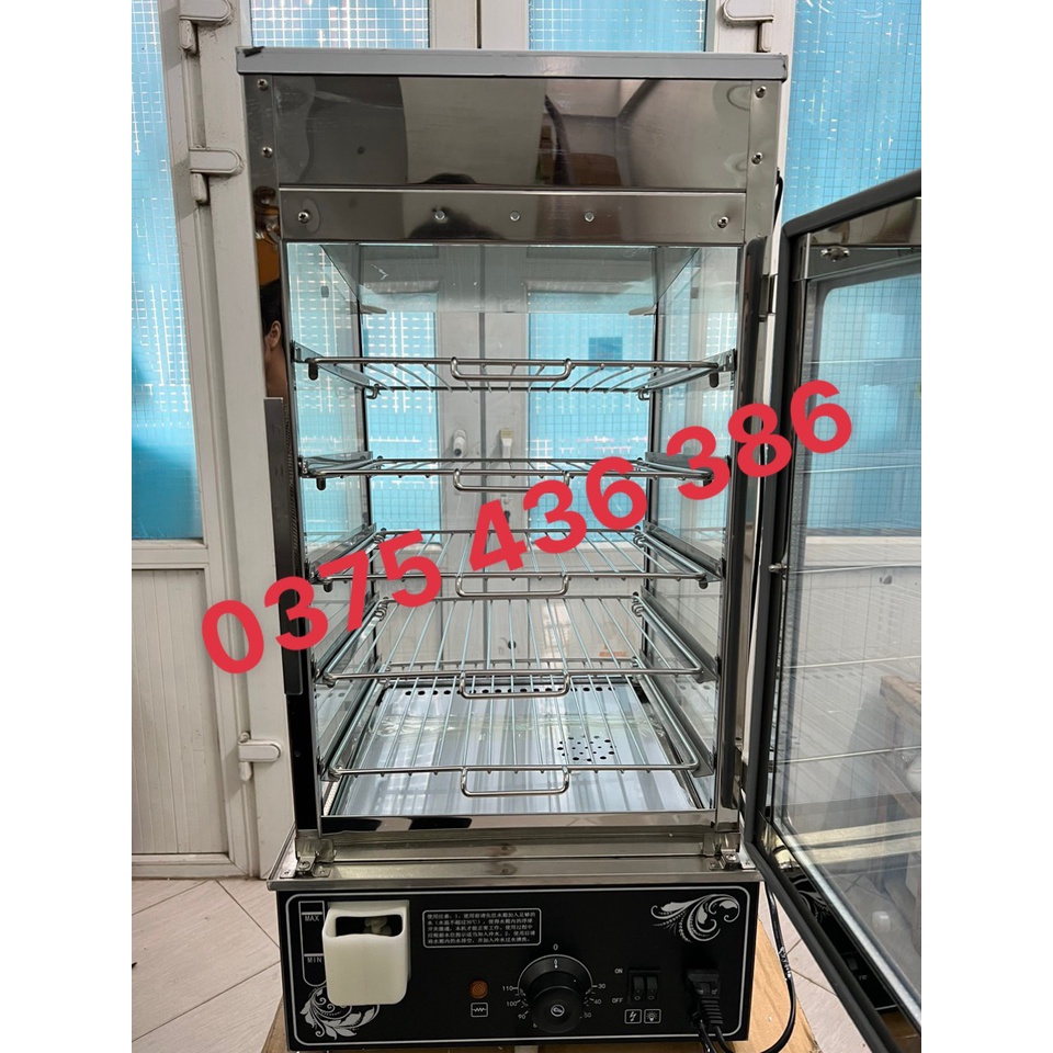 Tủ hấp bánh bao 5 tầng 2 lớp kính cường lực trưng bày hàng nhập khẩu