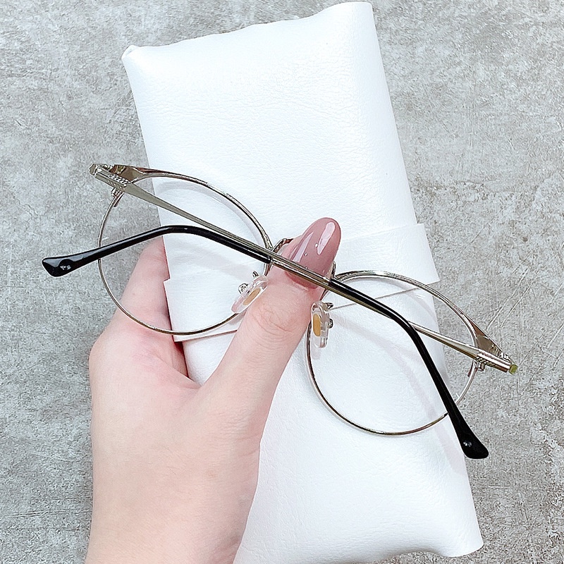 Kính Cận Thị Gọng Kim Loại Chống Ánh Sáng Xanh Phong Cách retro Thời Trang Cho Nữ # 0°Phấn Trang Điểm to-6000 Tiện Dụng Chất Lượng Cao 6000°】