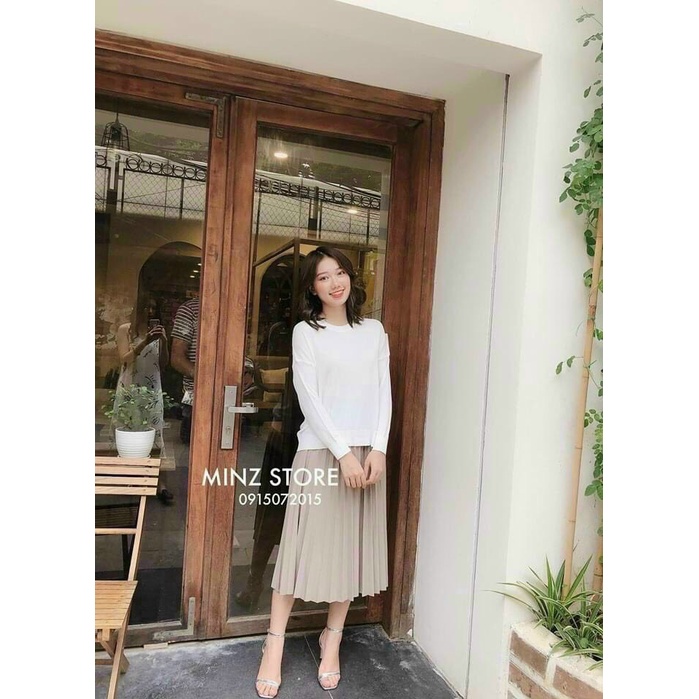 Chân Váy Xếp Ly Nhũ Cạp Trơn Dáng Dài Đứng Phong Cách Uzzang | VUi Vẻ Shop