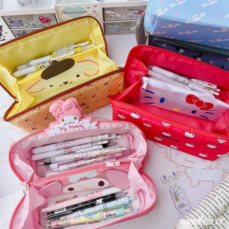 Túi Đựng Bút Chì / Mỹ Phẩm Sức Chứa Lớn In Hình Kuromi My Melody Cinnamoroll Sanrioed Đáng Yêu