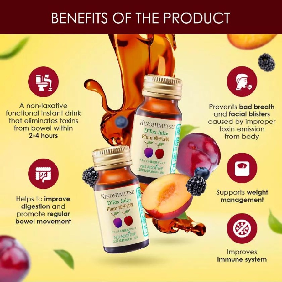 Nước uống detox cơ thể Kinohimitsu D'tox Plum Juice - 06 chai