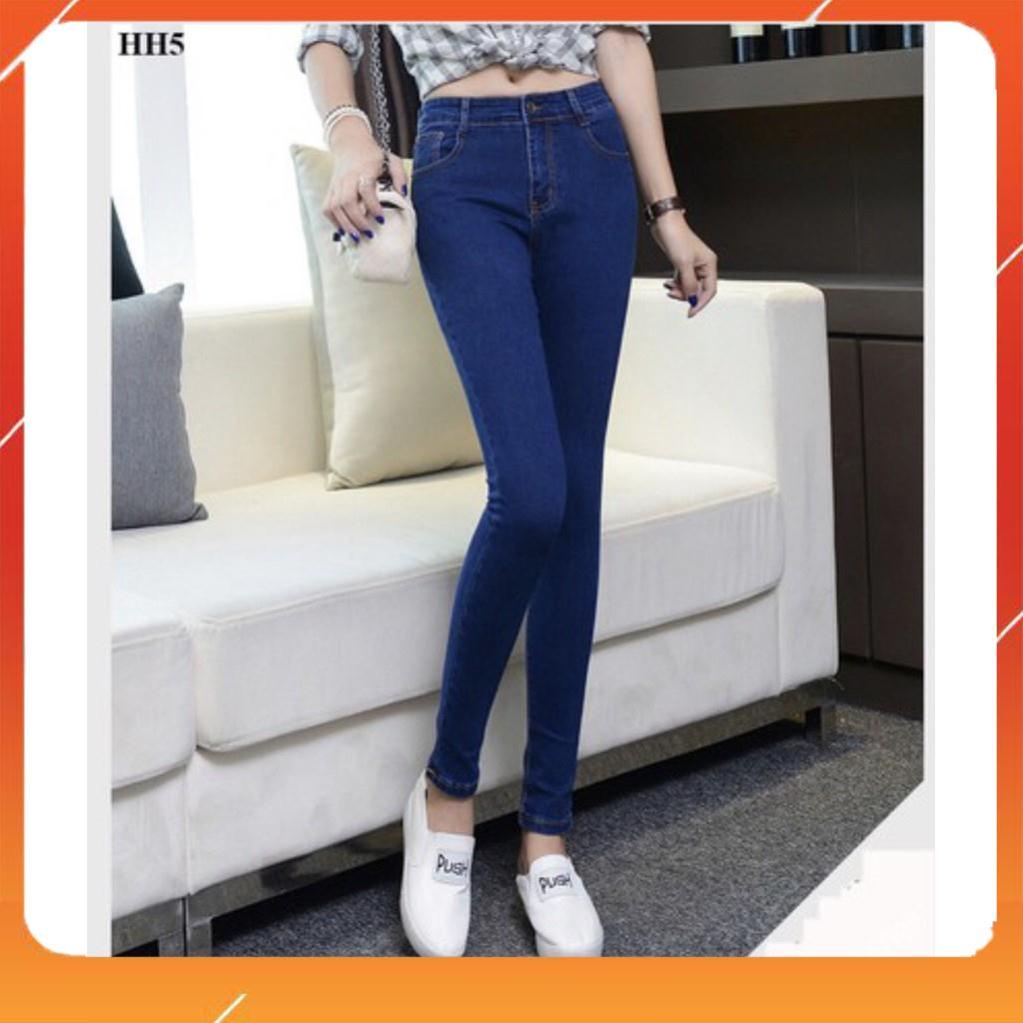 Quần jean nữ co giãn lưng cao hàng công ty nhiều màu,trơn lai thường