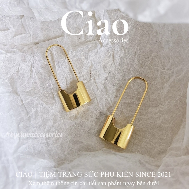 [HOẢ TỐC 1H] Khuyên tai/ Bông tai mạ bạc S925 thiết kế đơn giản hình kim tây Quiny Ciao