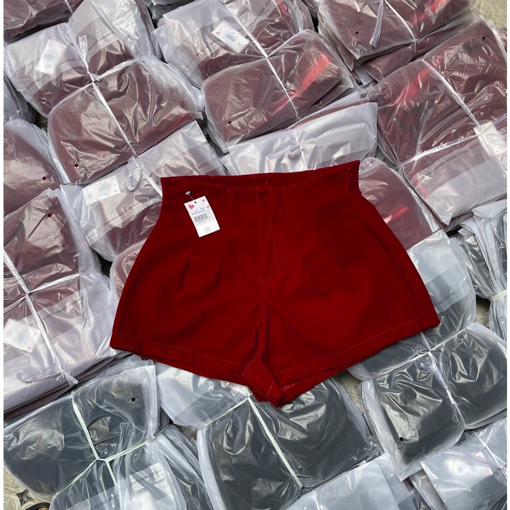 Quần short nhung UQ446 chất nhung mịn, quần đùi nữ lưng cao dáng ôm tôn body