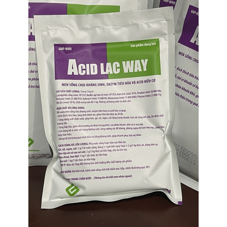 ACID LAC WAY Greenpharma Bổ sung men vi sinh sống chịu kháng sinh, Enzym tiêu hóa và acid hữu cơ Acid Citric > 10%