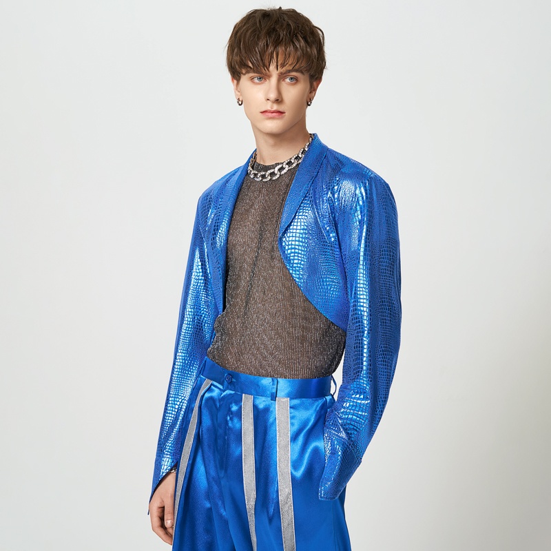 Incerun Viền Cong cuffs Bộ Đồ Ngắn Cá Nhân Hóa