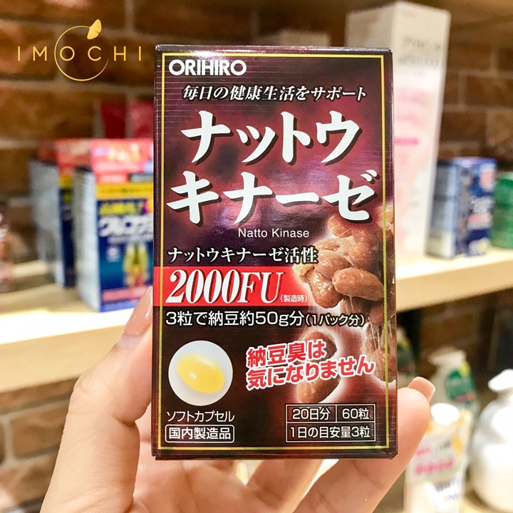 Viên Uống Chống Đột Quỵ, Tai Biến Natto Kinase 2000FU Orihiro Hộp 60 Viên Nhật Bản