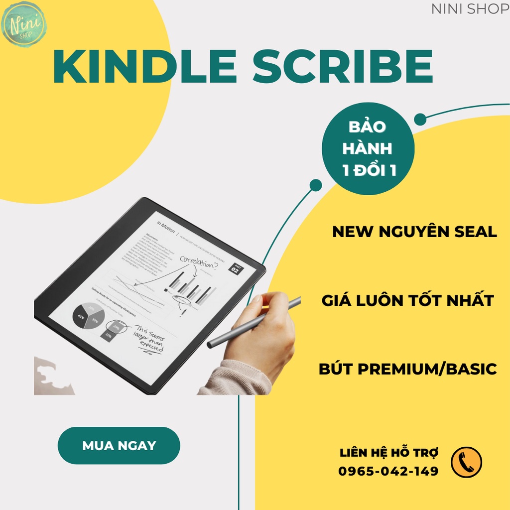 Máy đọc sách và ghi chú KINDLE SCRIBE mới 100% tặng bao da origami sang xịn mịn cho gói bảo hành 1 năm